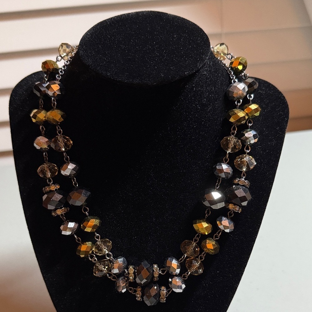 Trifari Gold and Silver Faceted Necklace